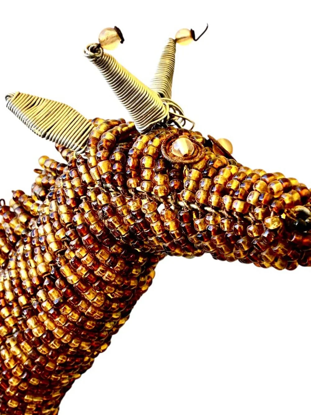 African Bead + Wire Giraffe Decorative Sculpture 13